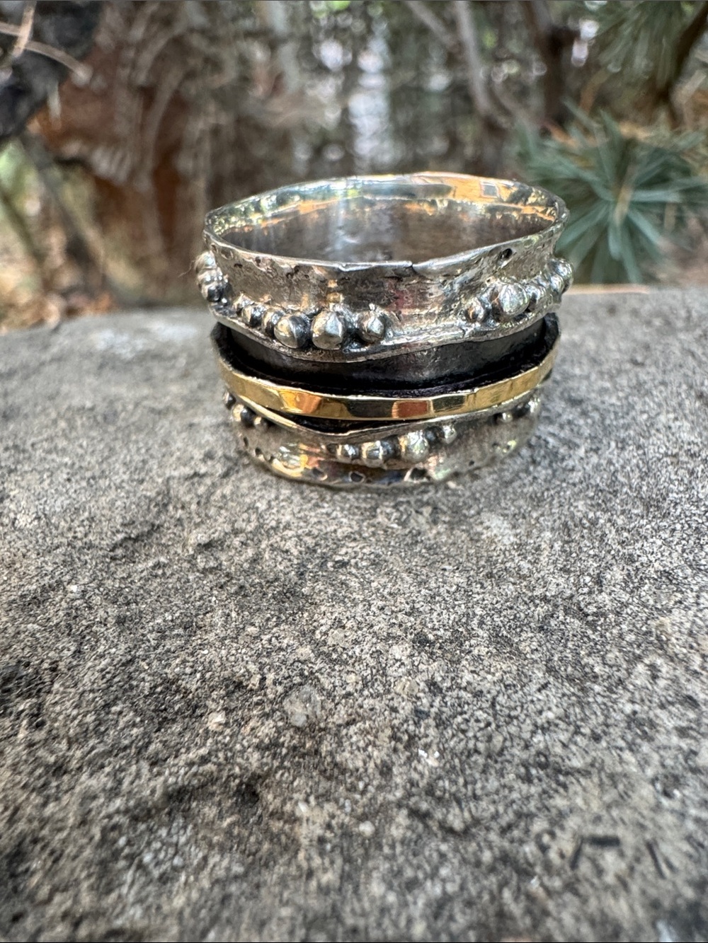 Handcrafted Two-Tone Silver and Gold Spinner Ring